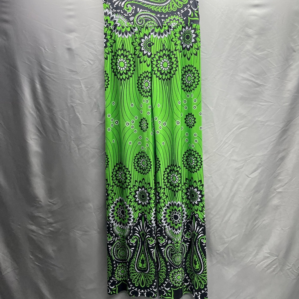 Casual Land Green Paisley Women's Wide Leg Pants Large